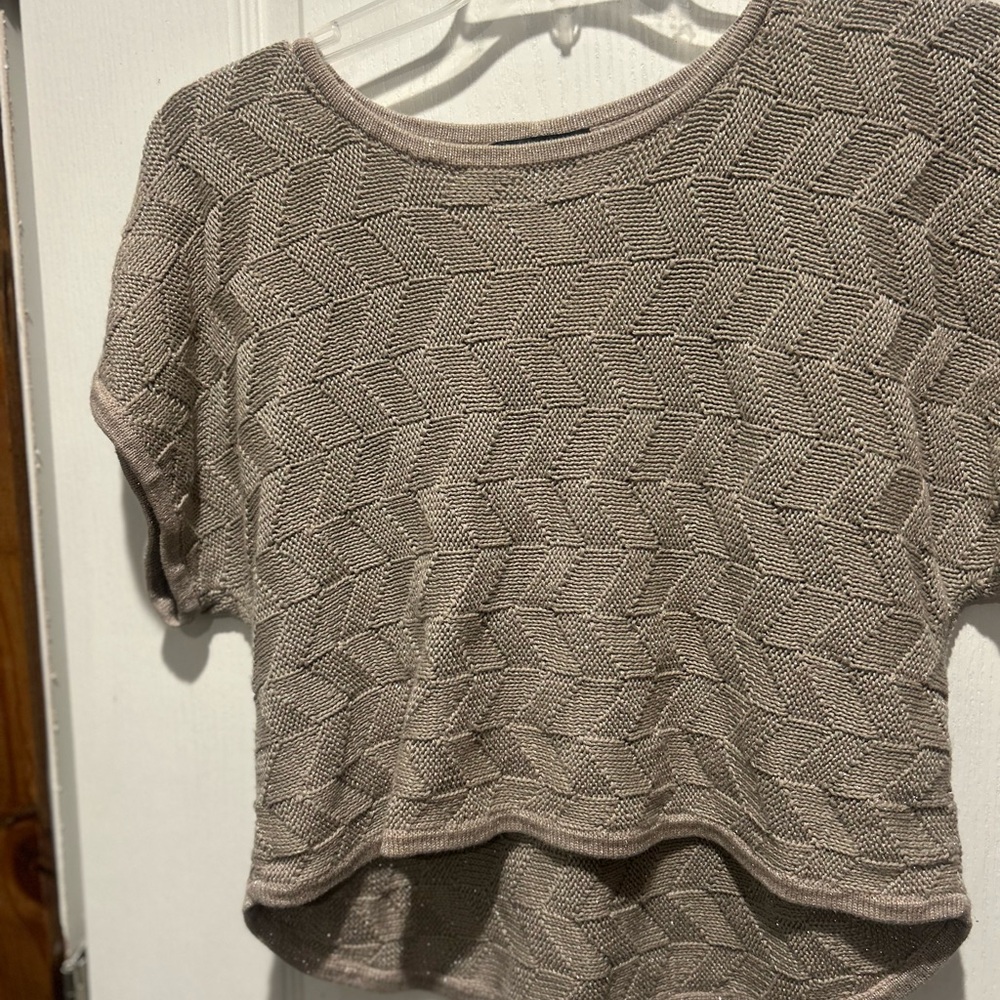 Armani Exchange Textured Taupe Crop Top SKU 116